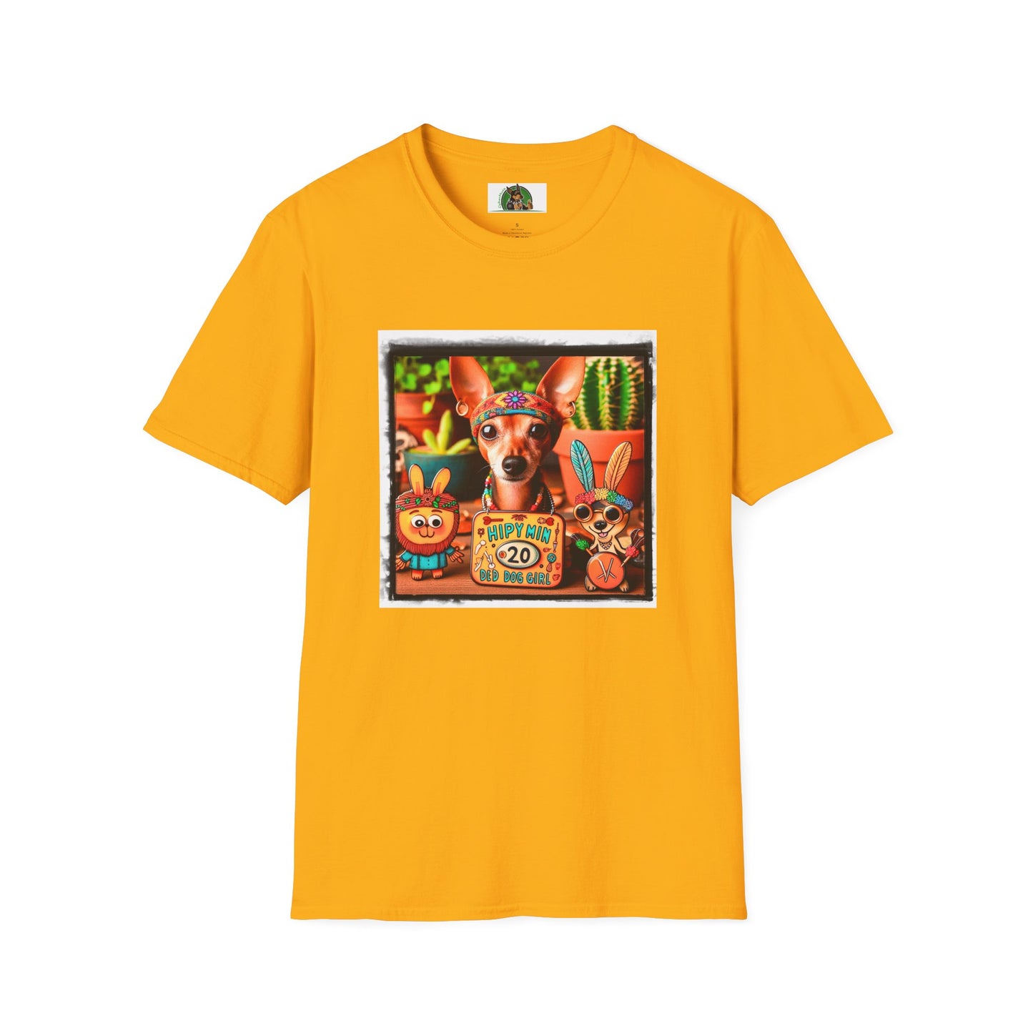 Min Pin T-Shirt 70s hippie T-Shirt Printify S Gold