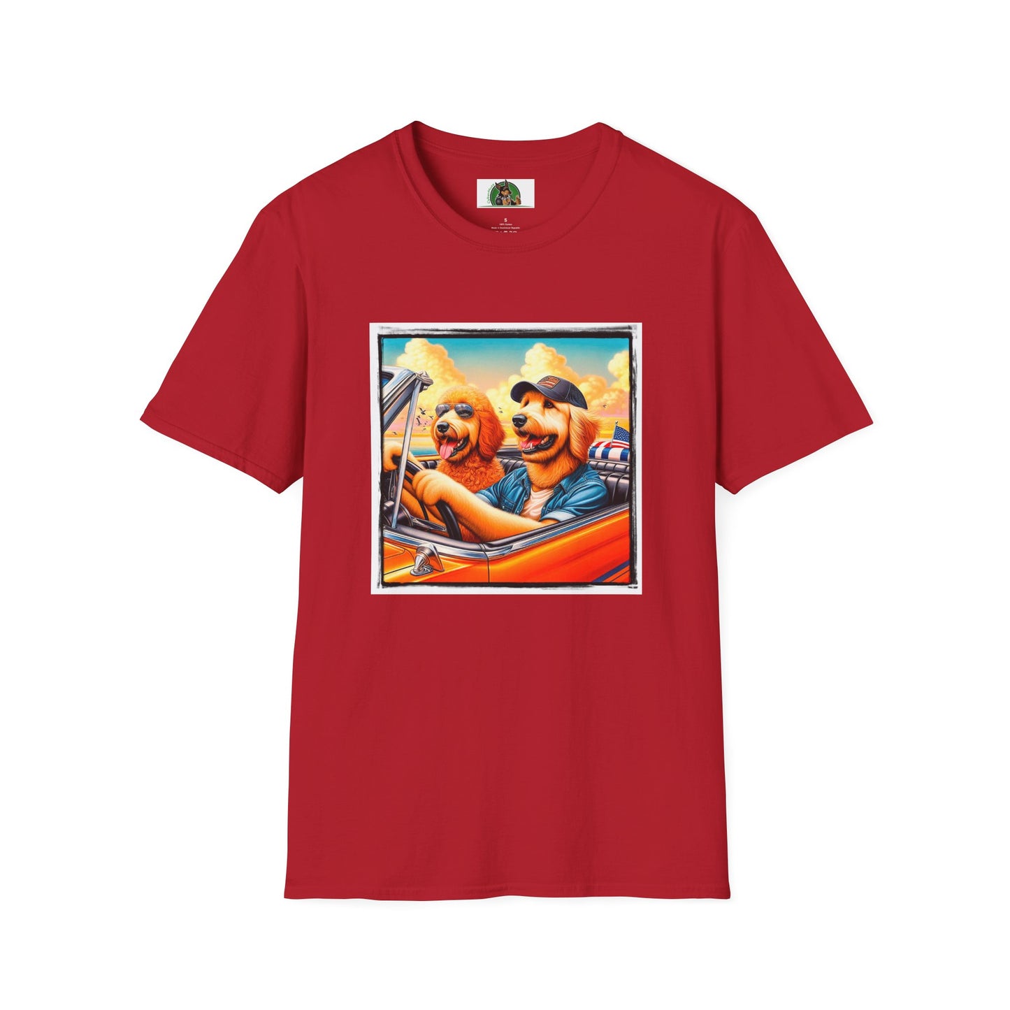 Wacky Golden Doodle driving frirnds T-Shirt Printify S Cherry Red