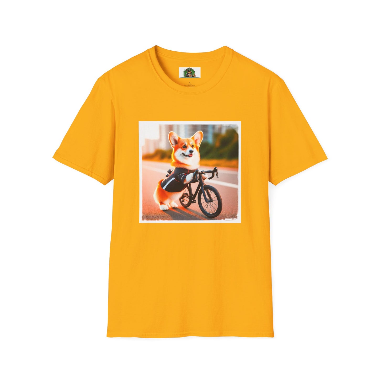 Pembroke Welsh Corgi tiny bike shirt T-Shirt Printify S Gold