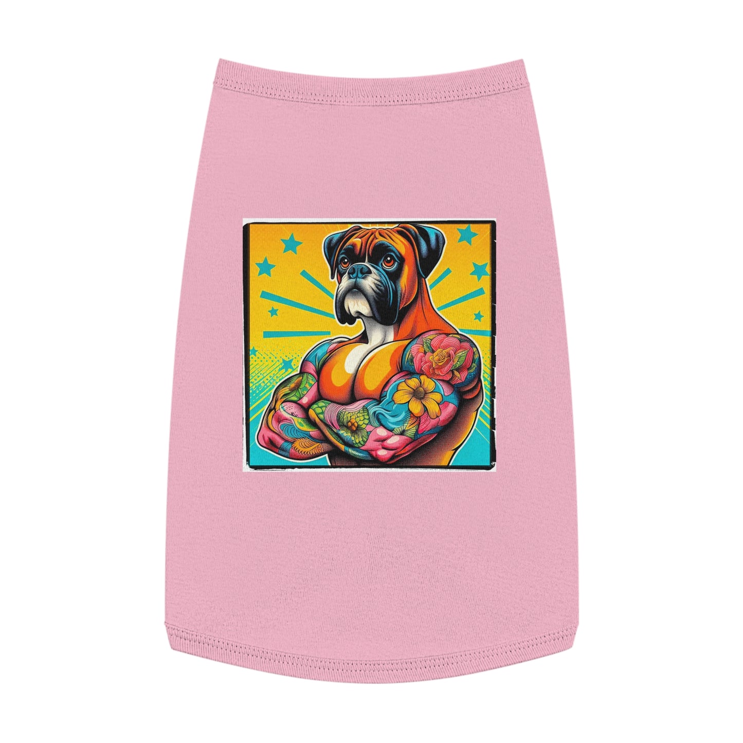 Pet Tank Top Boxer Tattooed Dog Pets Printify L Pink