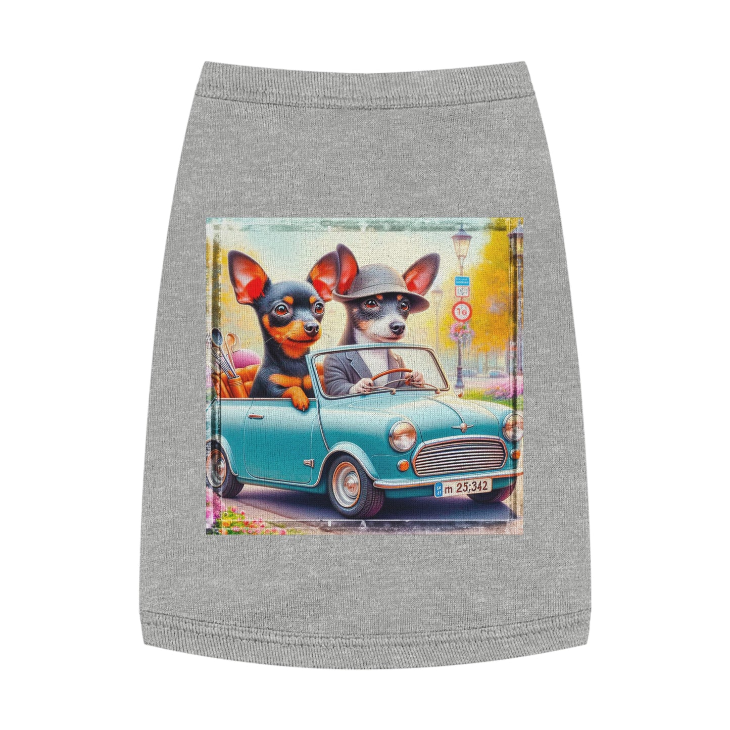 Wacky Pet Tank Top Rat Terrier couple driving Pets Printify M Heather