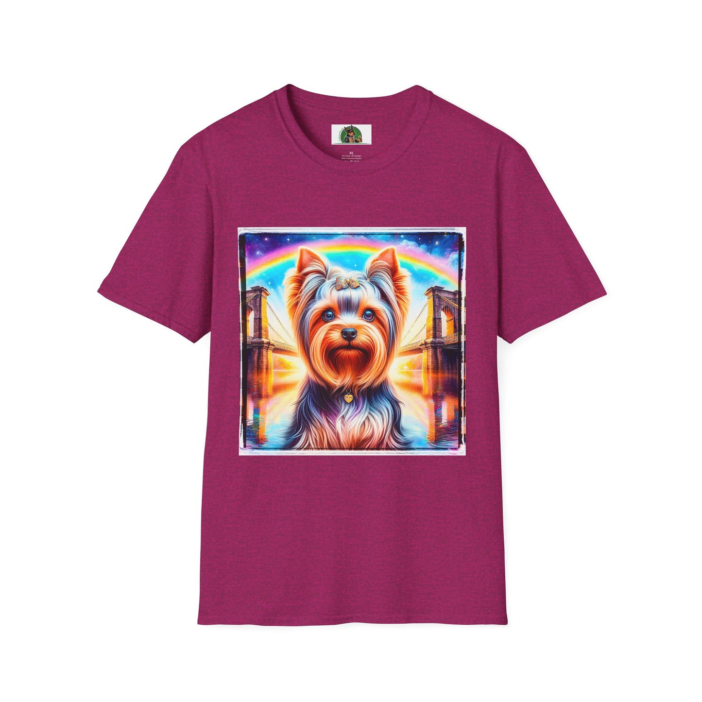 Yorkie rainbow bridge shirt T-Shirt Printify S Antique Heliconia
