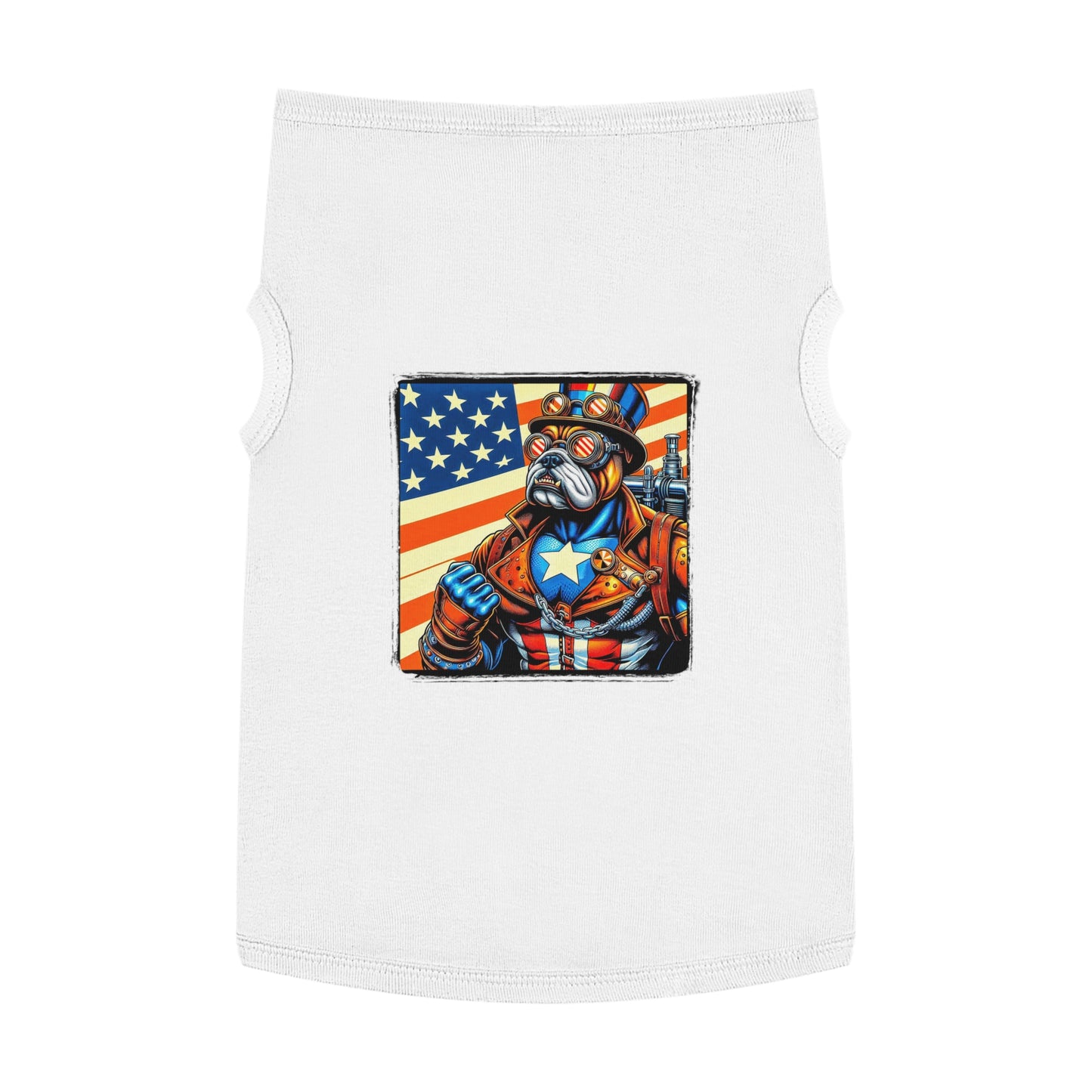 Pet Tank Top Bulldog American steampunk t shirt Pets Printify XL White