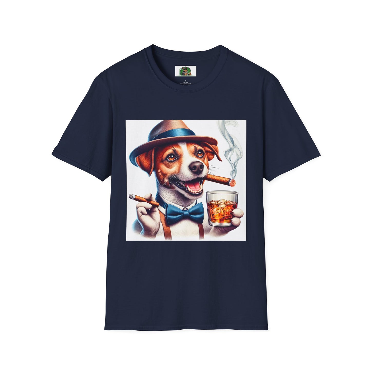 Jack Russell Stogey Whiskey T-Shirt Printify S Navy