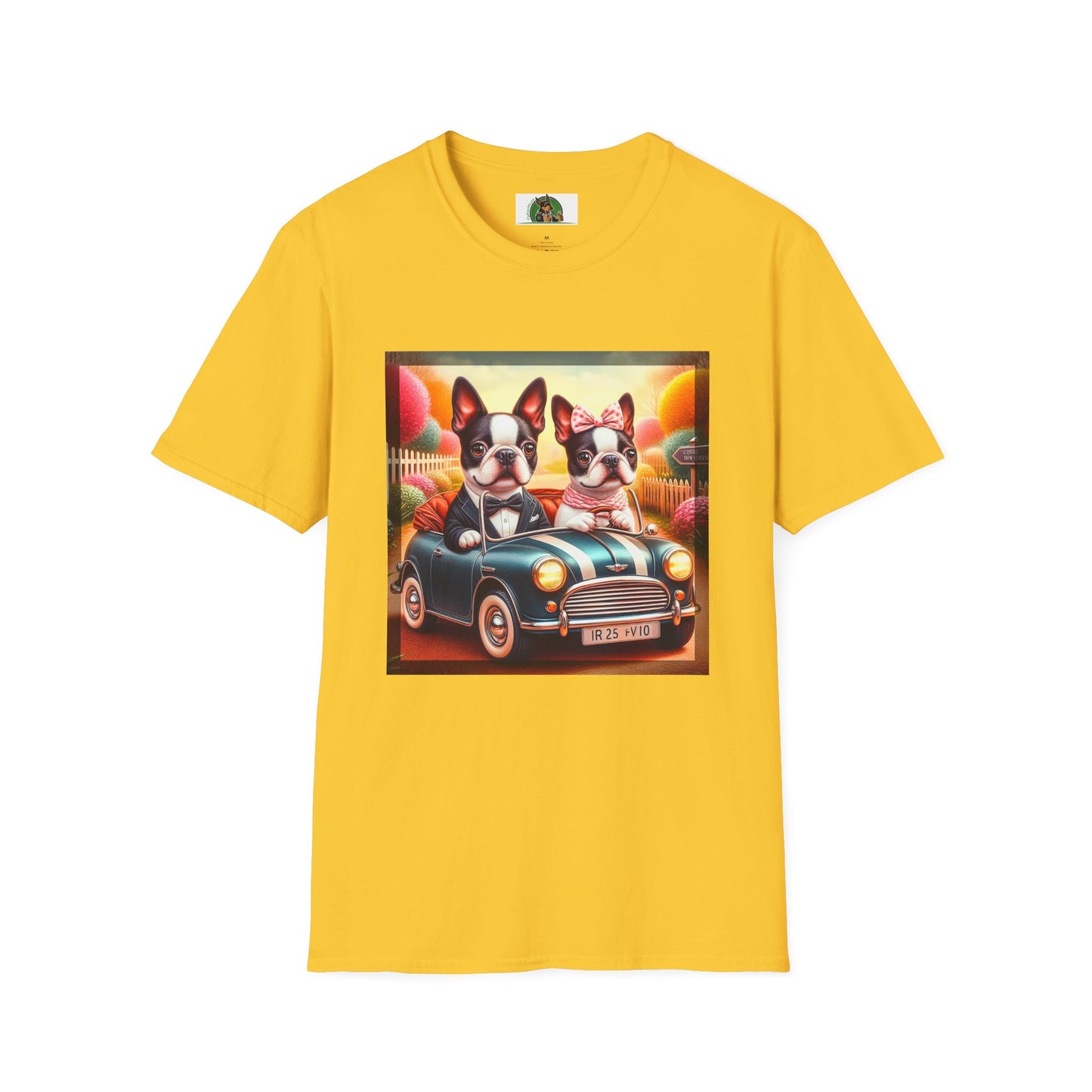 Wacky Boston Terrier Cute Dogs In Tiny Car Shirt T-Shirt Printify S Daisy