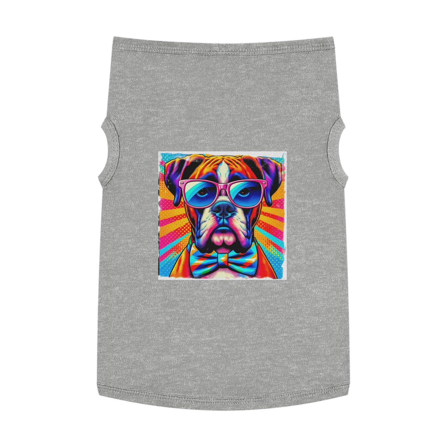 Boxer Dog Wearing A Tie Pet Shirt Pets Printify XL Heather