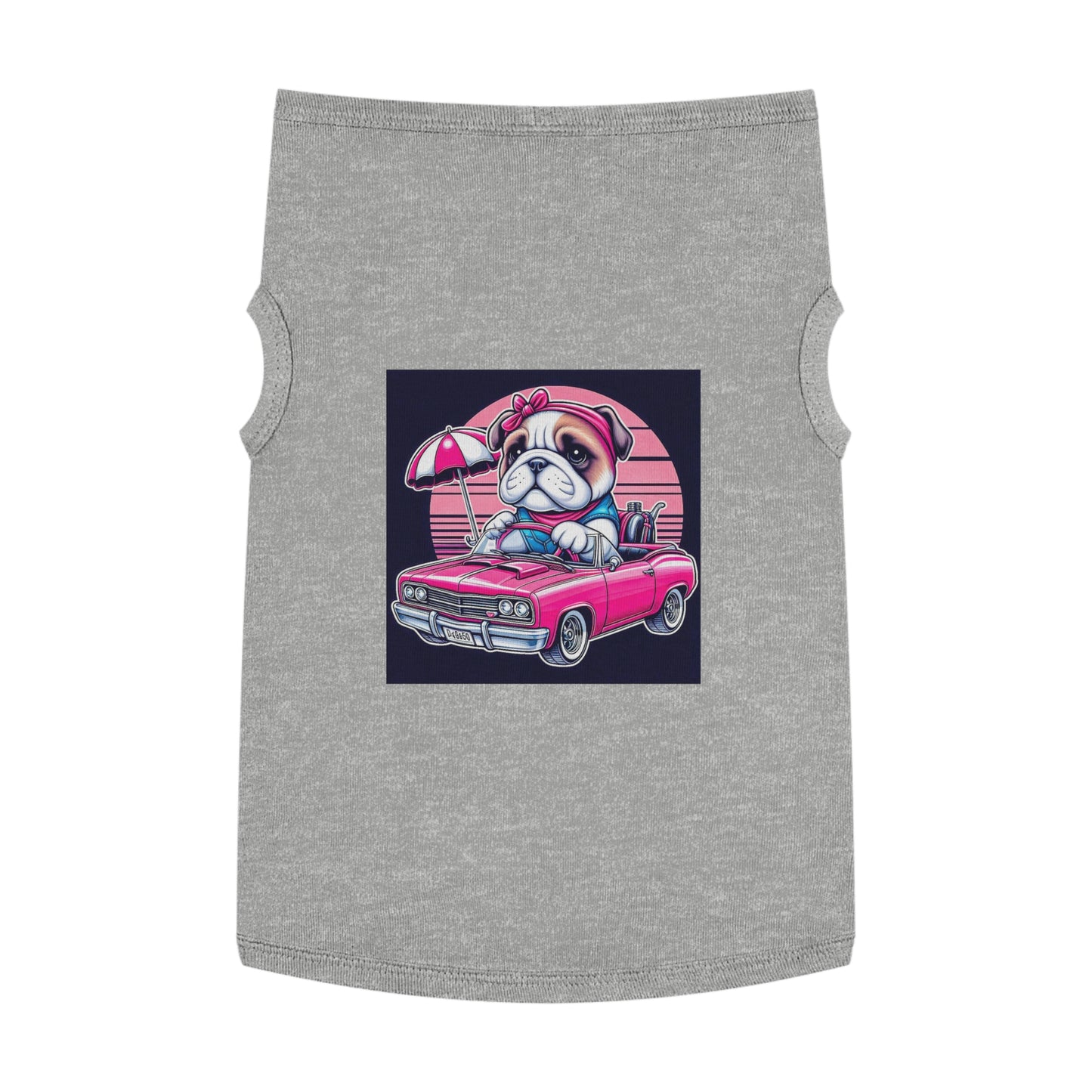 Wacky Pet Tank Top Bulldog tiny pink. car t shirt Pets Printify XL Heather