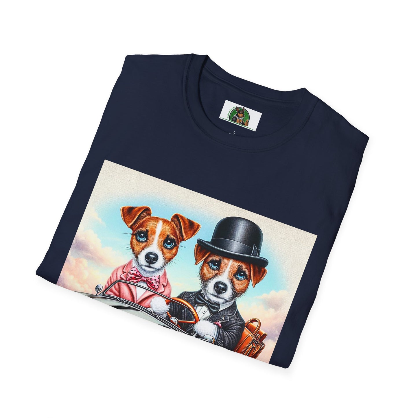 Wacky Jack Russell Top Hat Couple In Car T-Shirt Printify