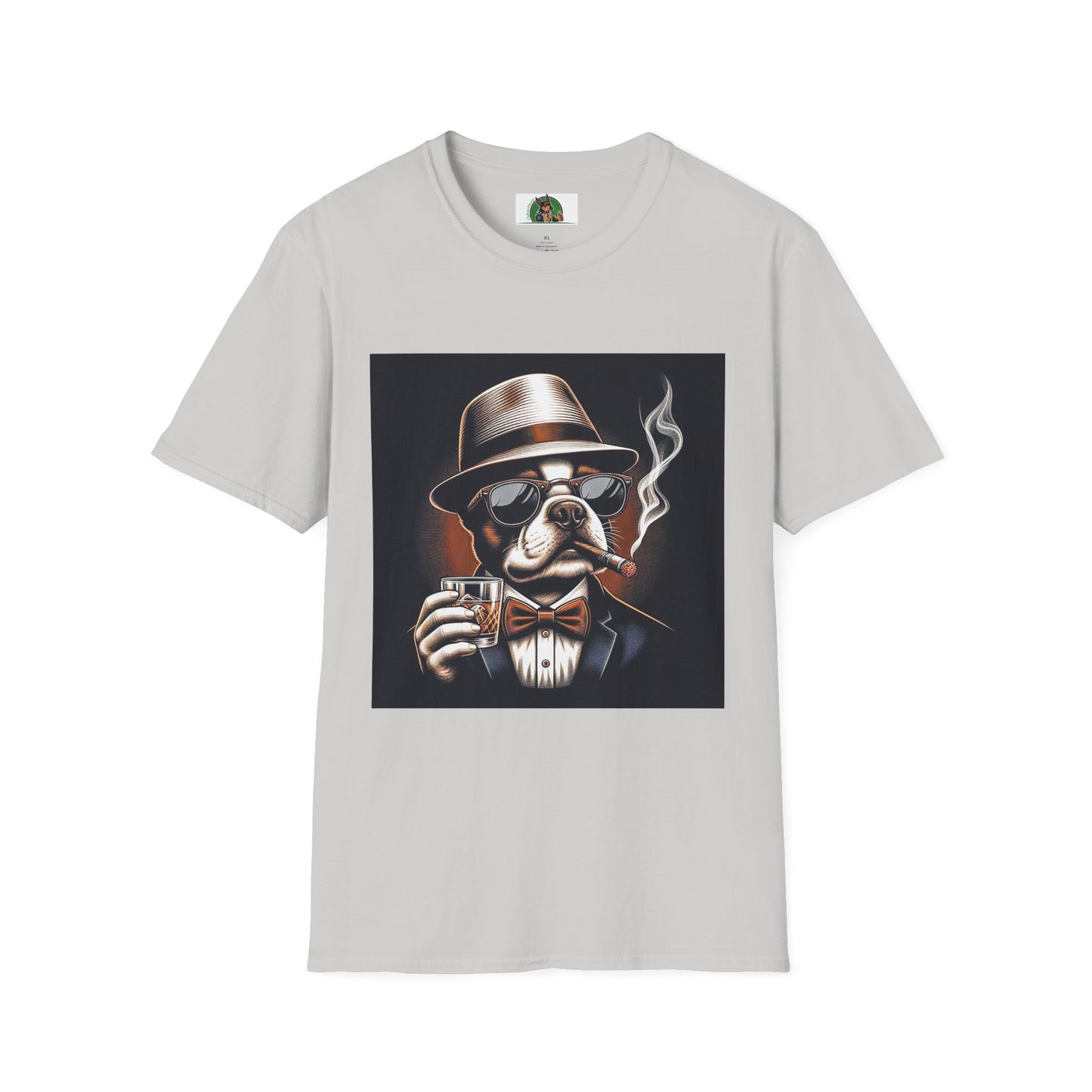 Boston Terrier Smoking T-shirt T-Shirt Printify S Ice Grey