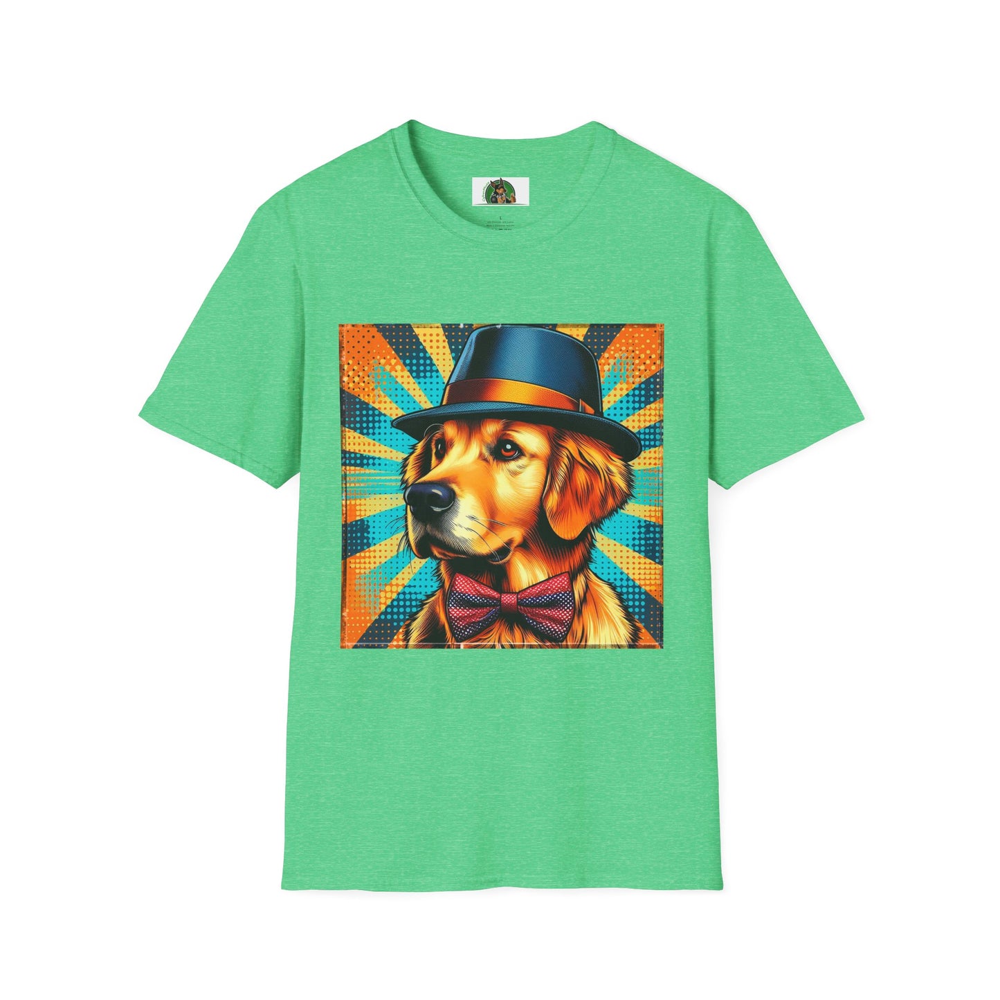 Golden Retriever fun top hat shirt T-Shirt Printify S Heather Irish Green