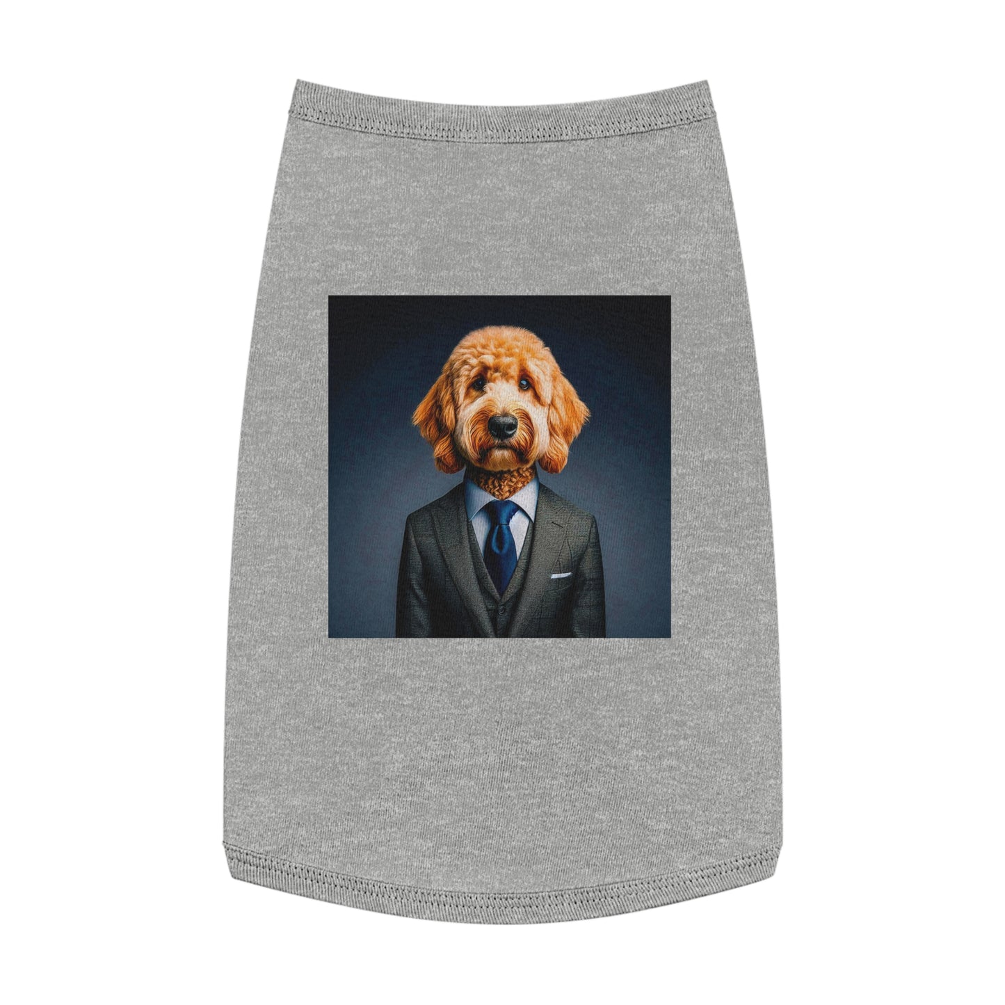Pet Tank Golden Doodle professional businessman Pets Printify L Heather