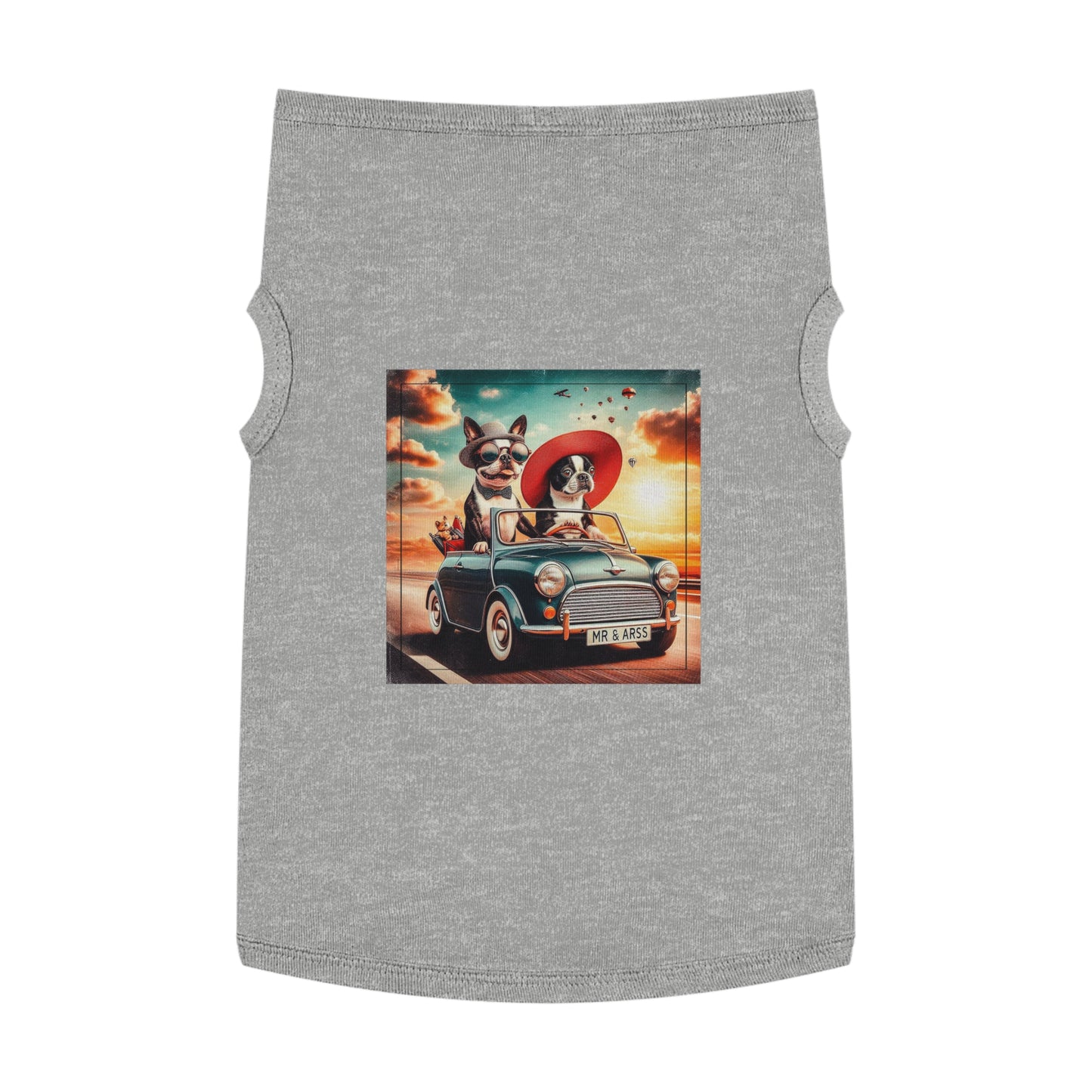 Wacky Boston Terrier Dog Driving in Car Tank Top For Pet Pets Printify XL Heather