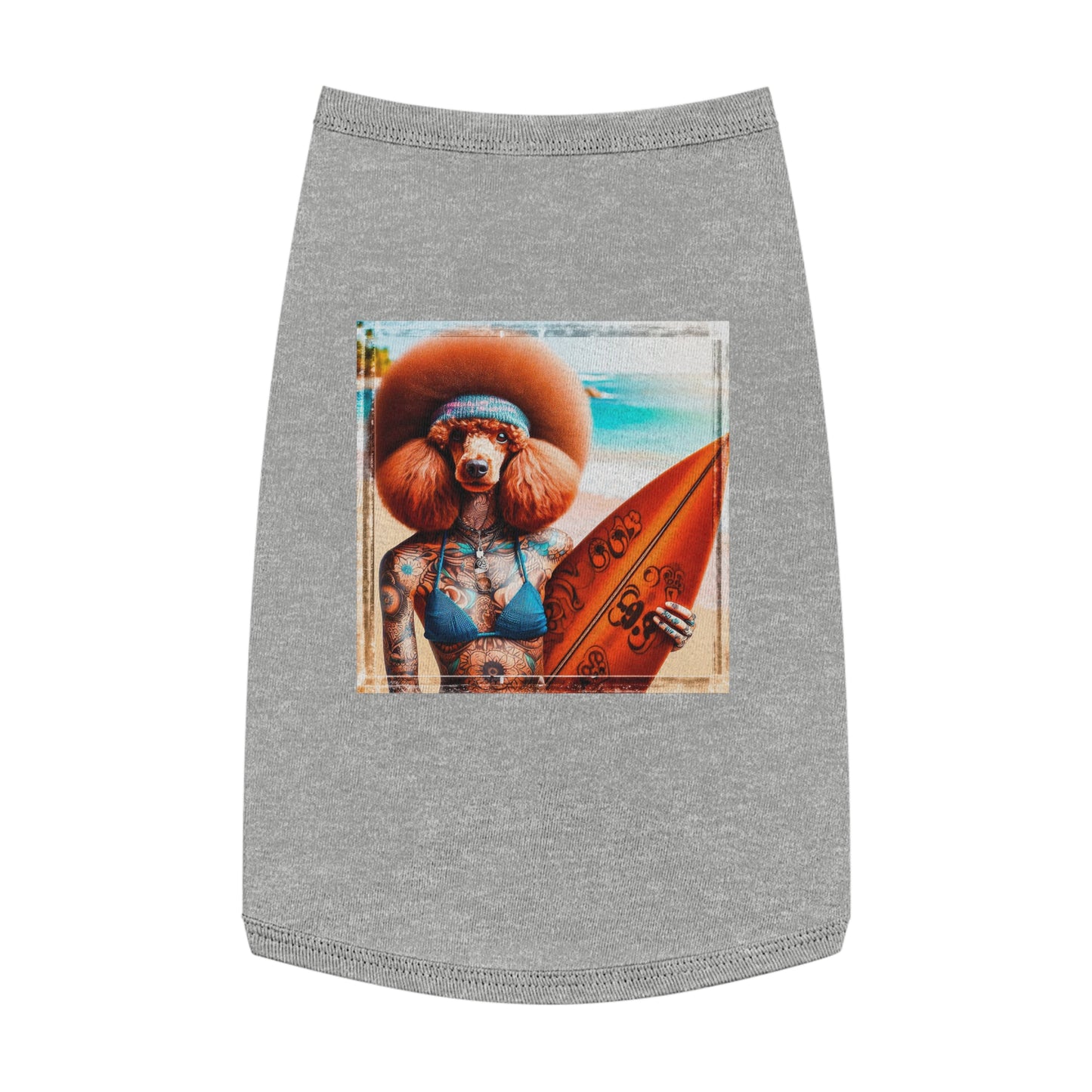 Pet Tank Top Poodle beach day shirt Pets Printify L Heather