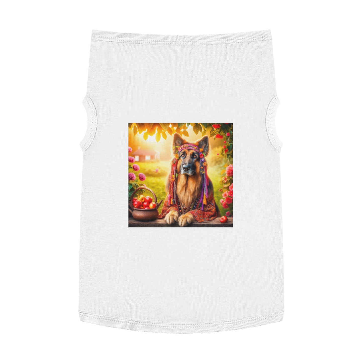 German Shepherd fun hippie Pets Printify XL White