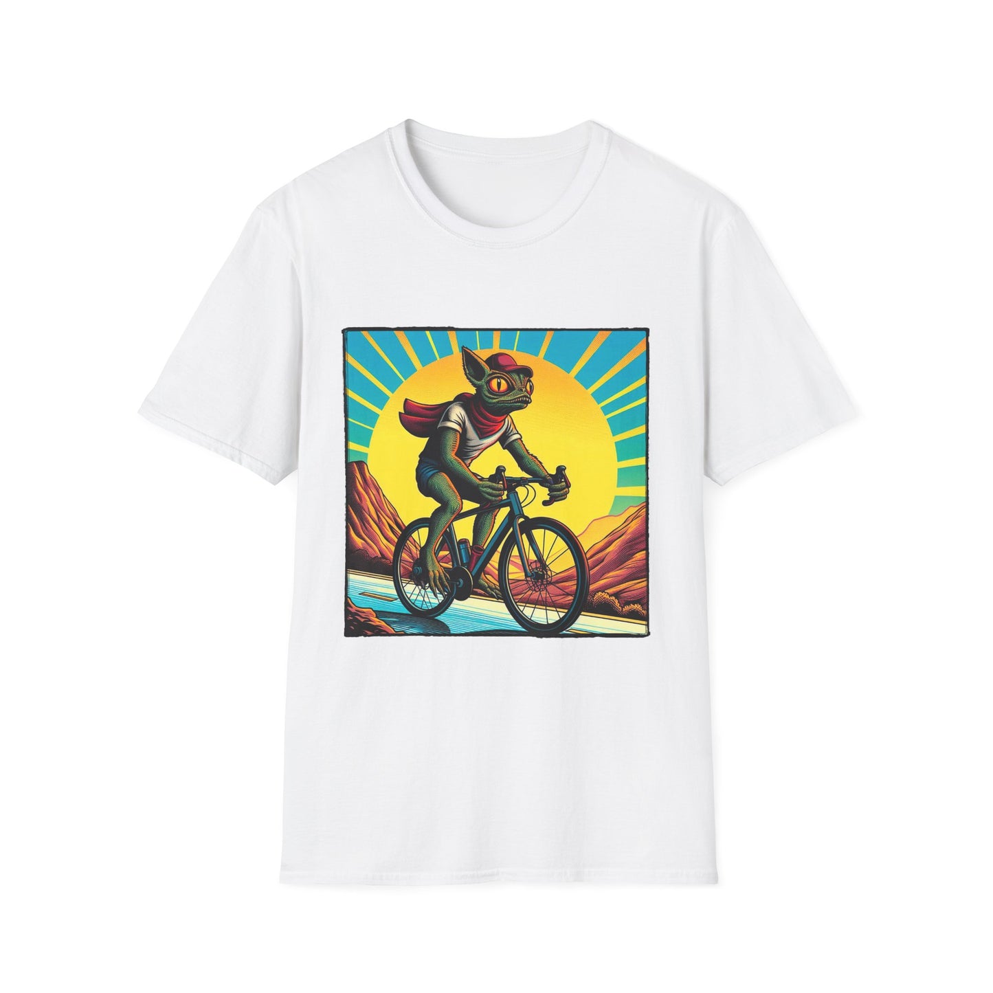 Chupacabra bike riding t shirt T-Shirt Printify XS White