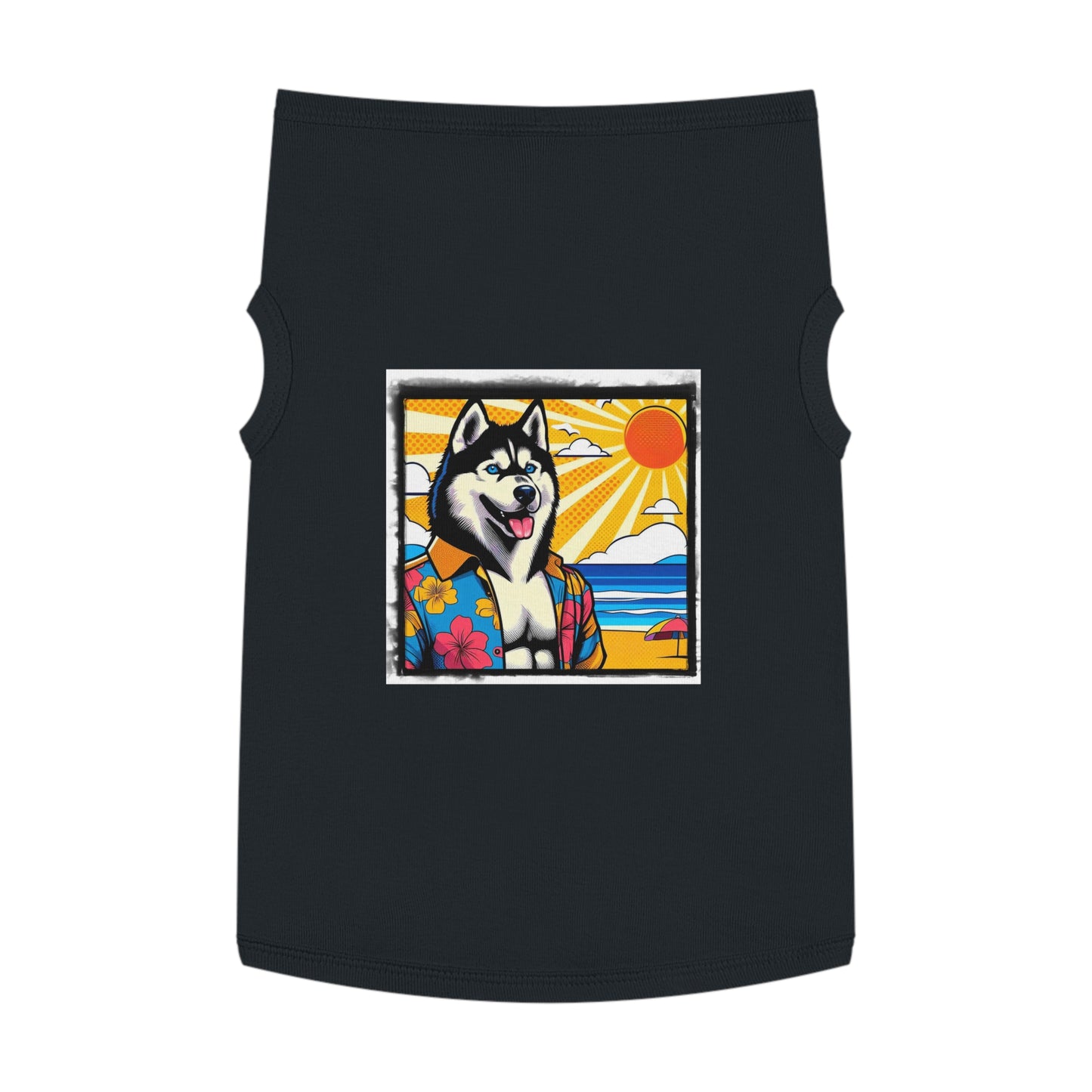 Pet Tank Top Husky beach day Pets Printify XL Black