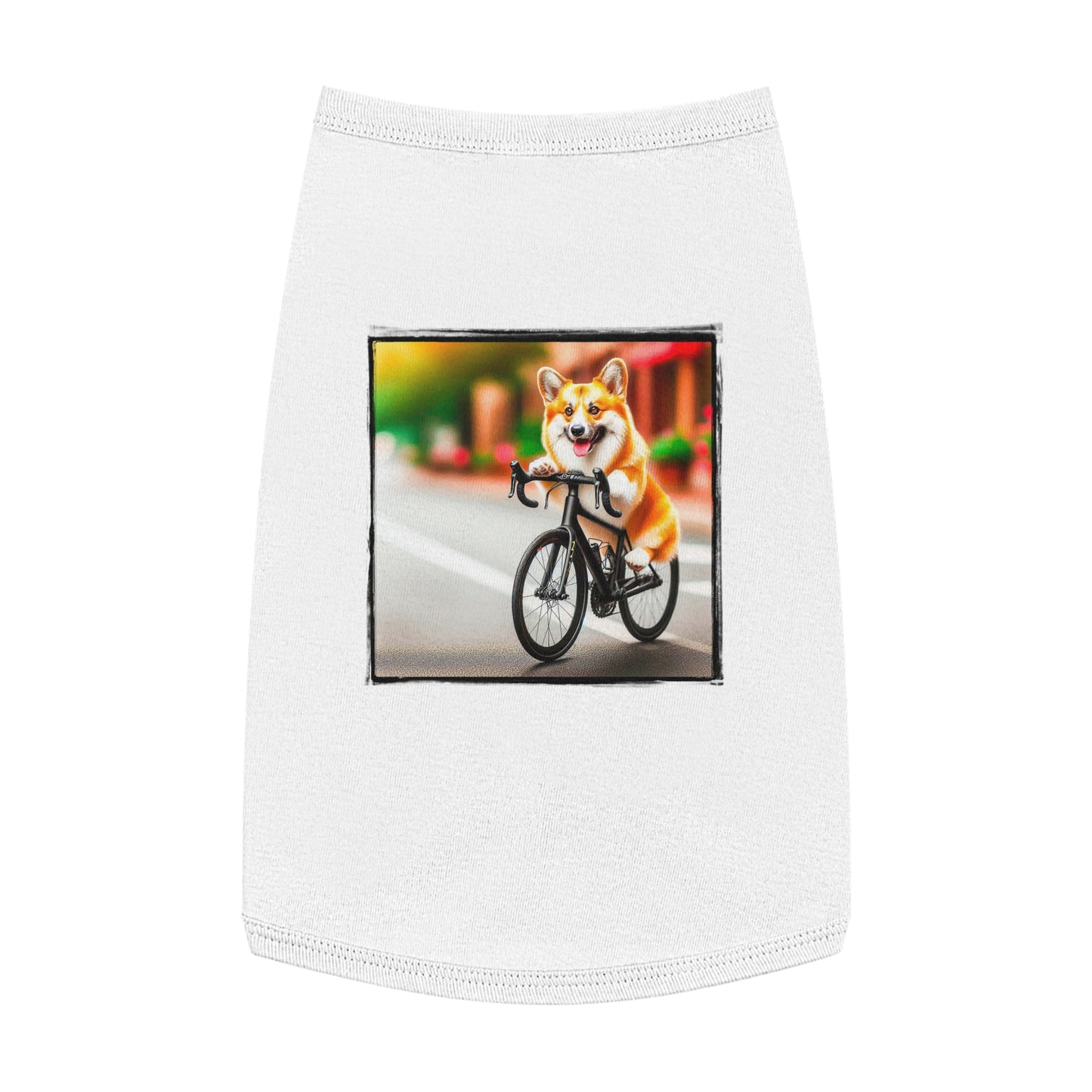 Pet Tank Top Pembroke Welsh Corgi bike riding Pets Printify L White