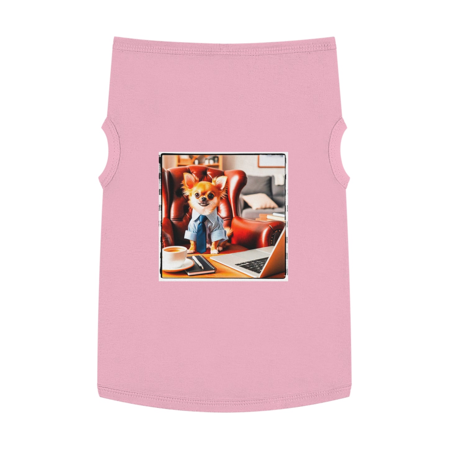 Pet Tank Top Chihuahua suit and tie t shirt Pets Printify XL Pink