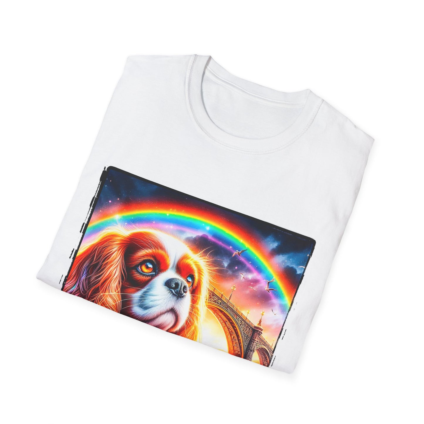 Cavalier King Charles Spaniel Rainbow Bridge TShirt T-Shirt Printify