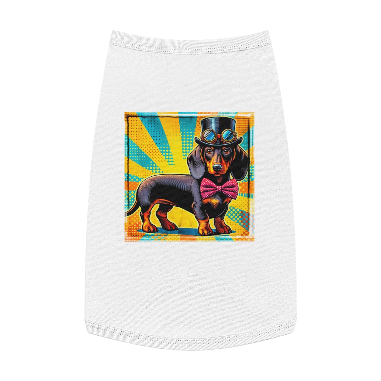 Pet Tank Top Dachshund colorful steampunk t shirt Pets Printify L White