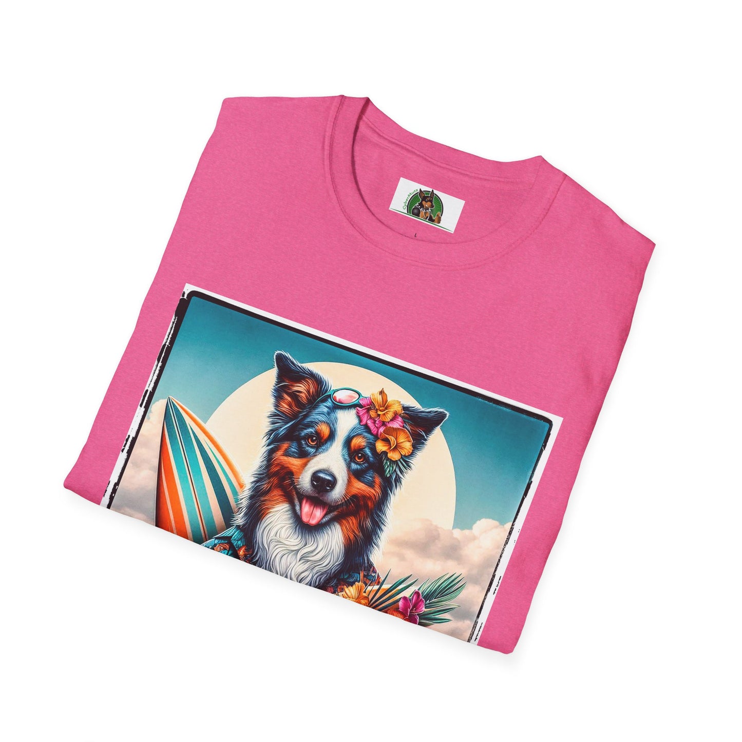Australian Shepherd Floral Beach Surfer