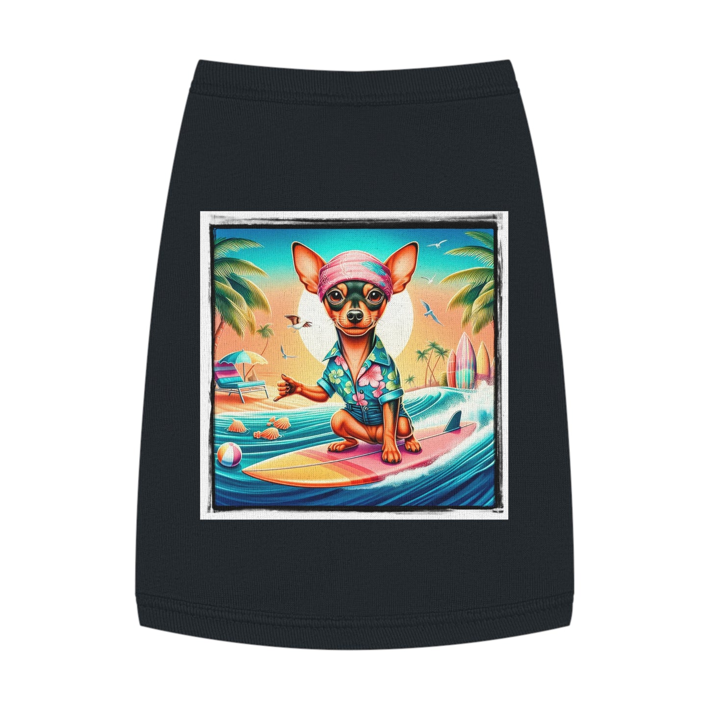 Dog Tank Top - Min Pin Tank Tops vacationing puppy Pets Printify M Black