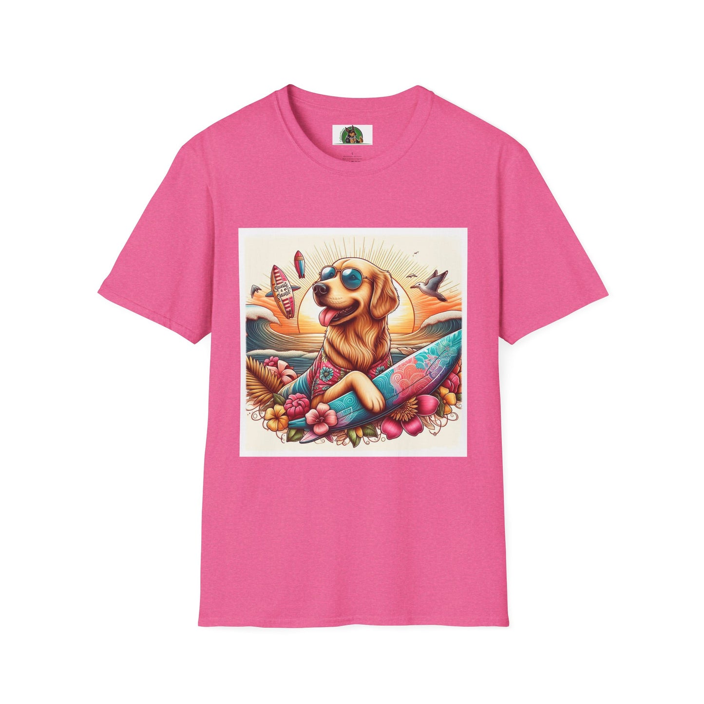 Golden Retriever beach day shirt T-Shirt Printify S Heather Heliconia