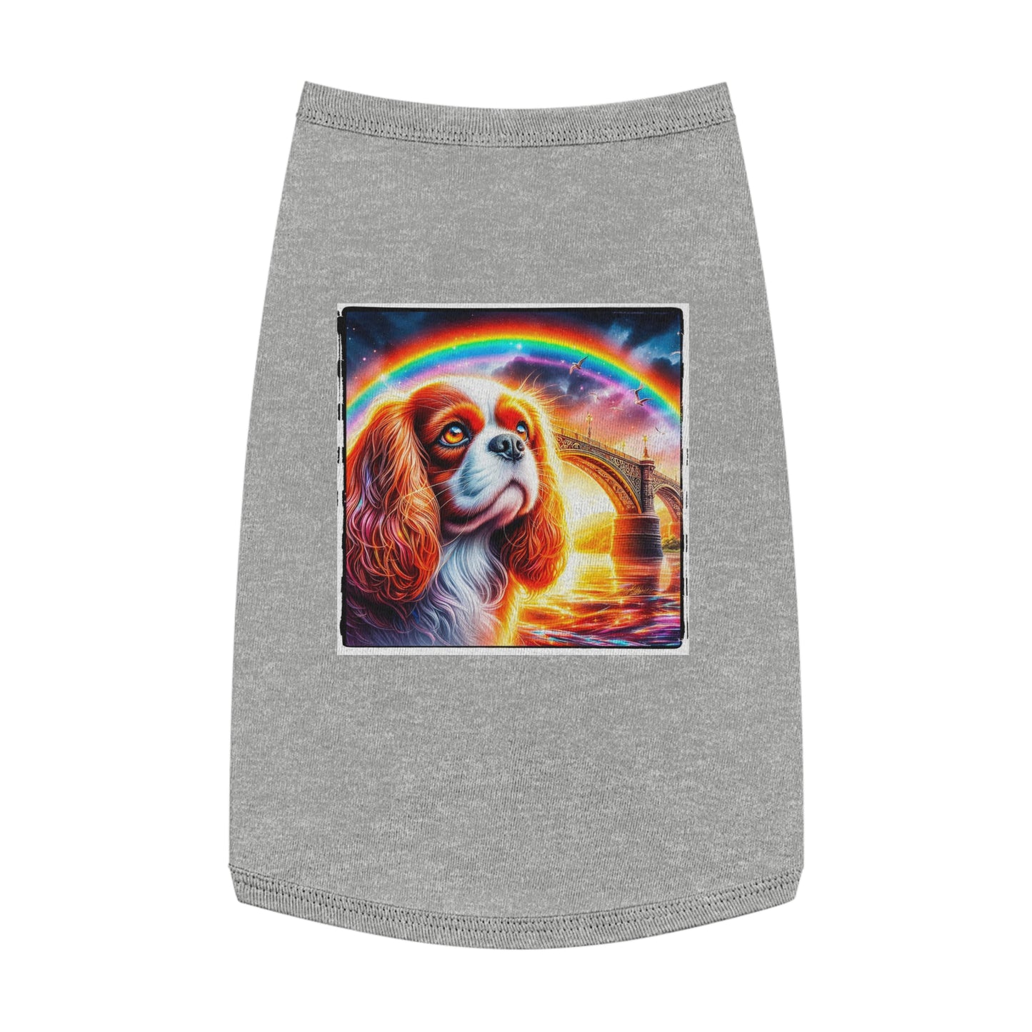 Pet Tank Top Cavalier King Charles Spaniel Rainbow bridge T Shirt Pets Printify L Heather