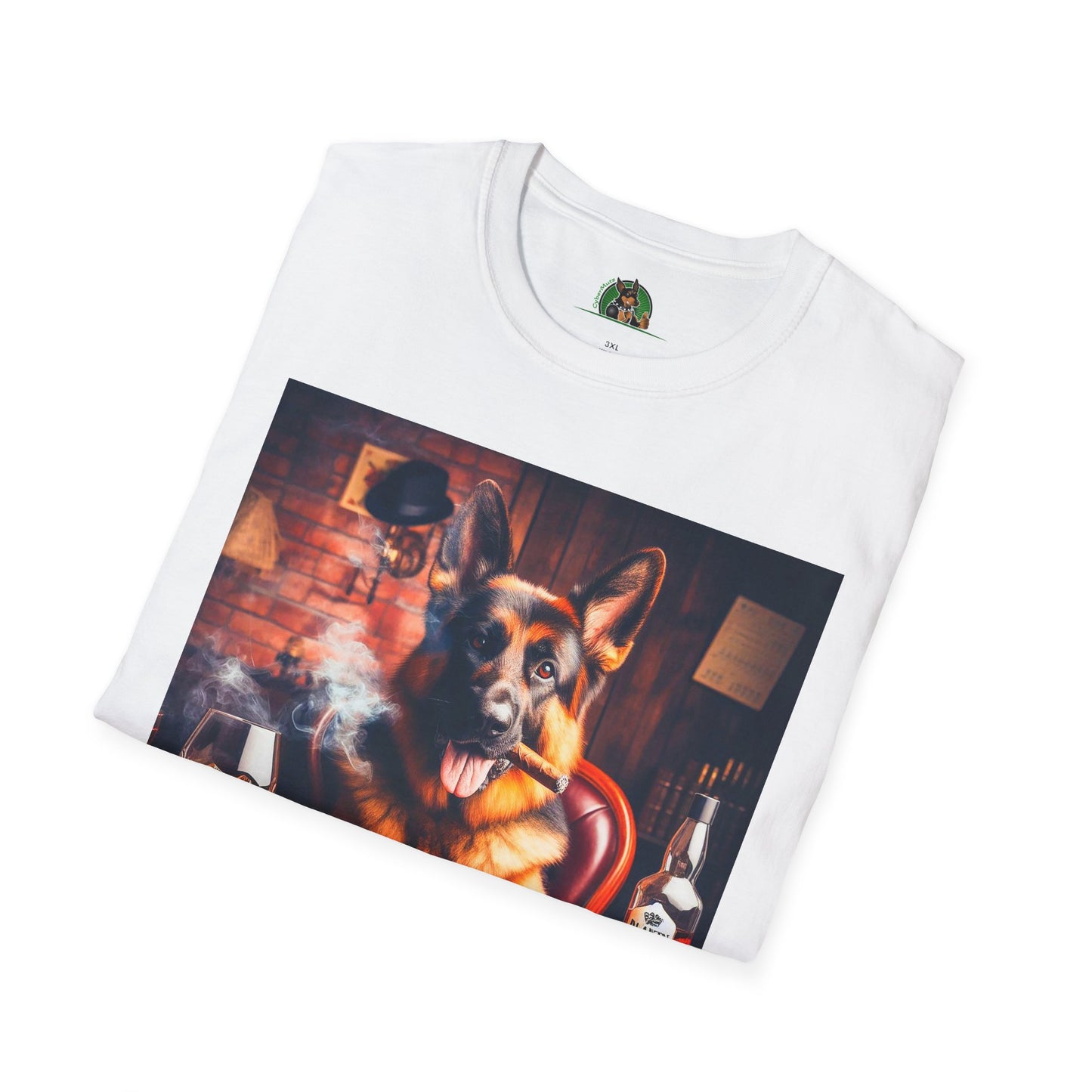 German Shepherd smoking a cigar shirt T-Shirt Printify
