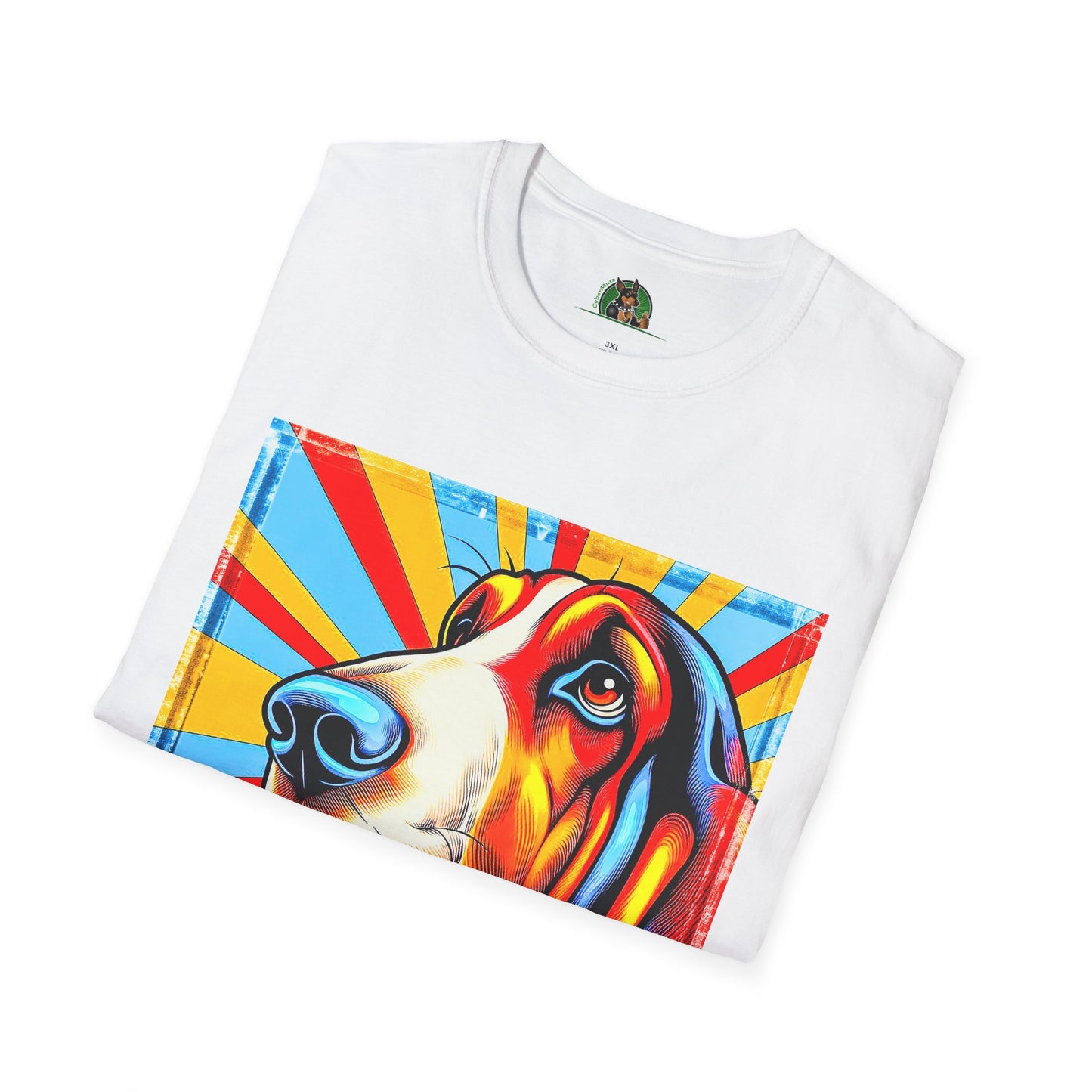 Basset Hound Bright Pop Art Pic T-Shirt Printify