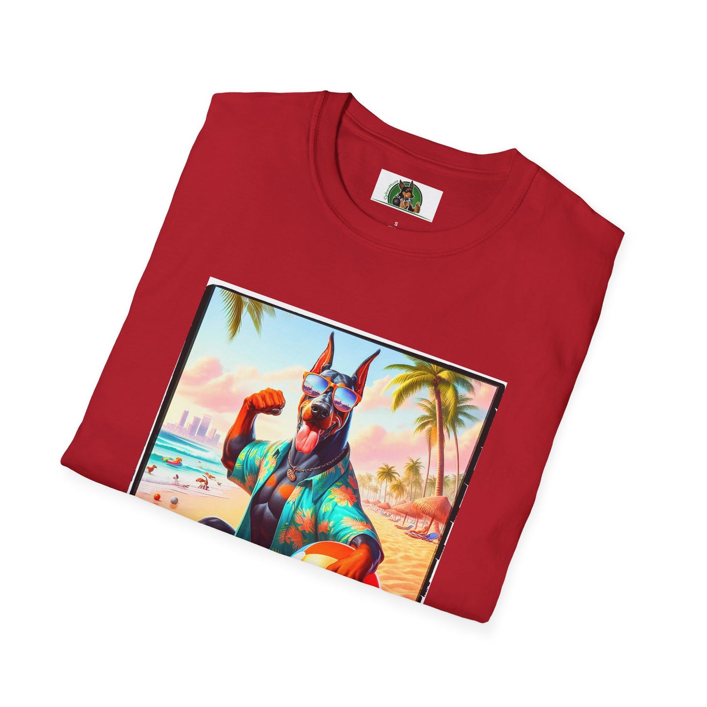 Doberman beach hunk t shirt