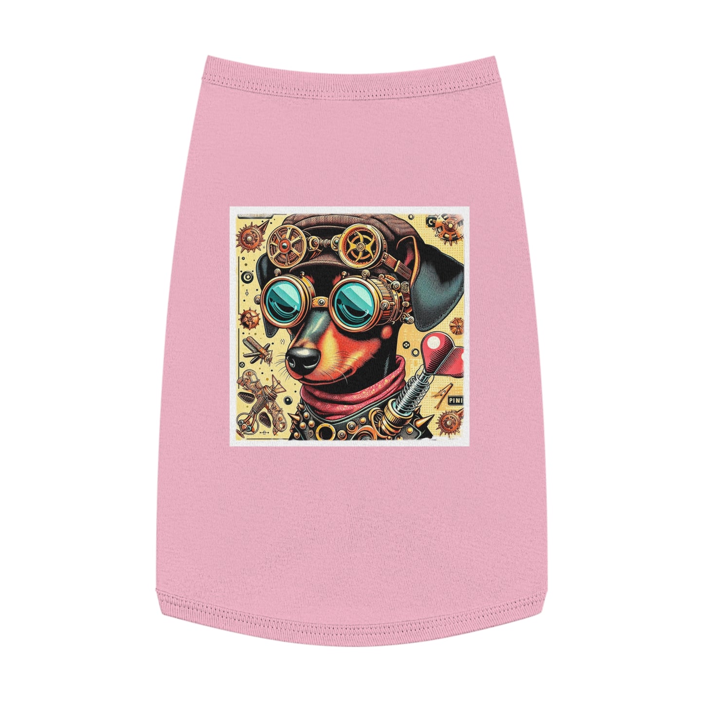 - Min Pin Tank Tops Steam punk puppy Pets Printify L Pink