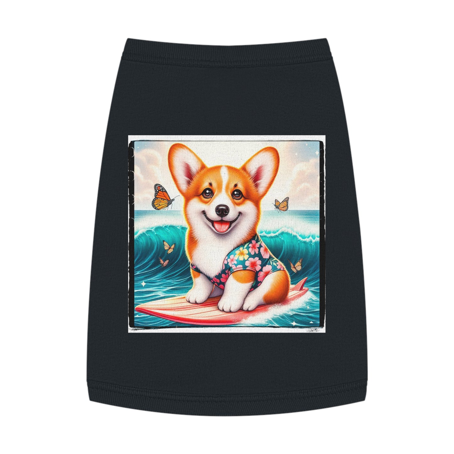 Pembroke Welsh Corgi tiny surfer Pets Printify M Black