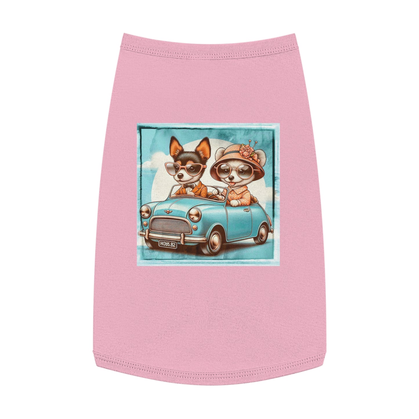 Wacky Pet Tank Top Rat Terrier couple driving Pets Printify L Pink