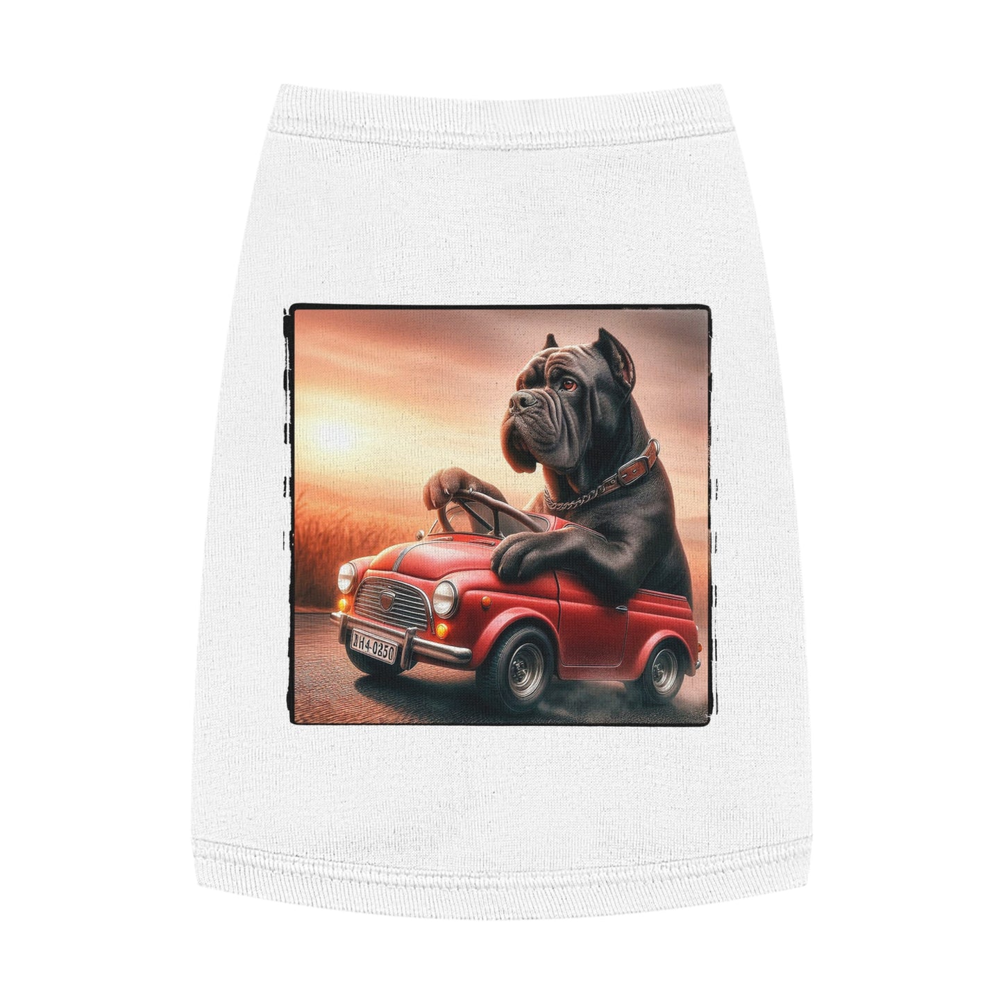 Wacky Pet Tank Top Cane Corso Dog In Small Car Pets Printify M White
