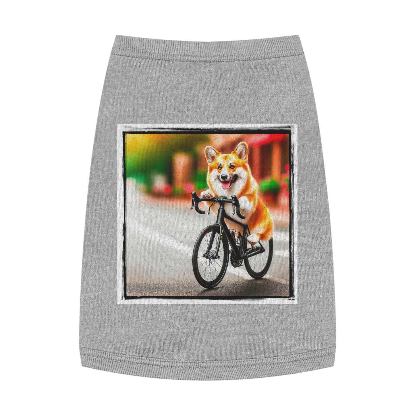 Pet Tank Top Pembroke Welsh Corgi bike riding Pets Printify M Heather