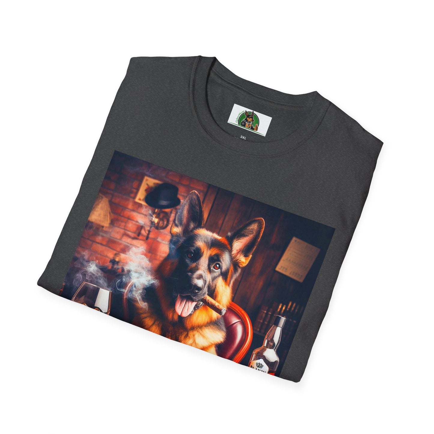 German Shepherd smoking a cigar shirt T-Shirt Printify