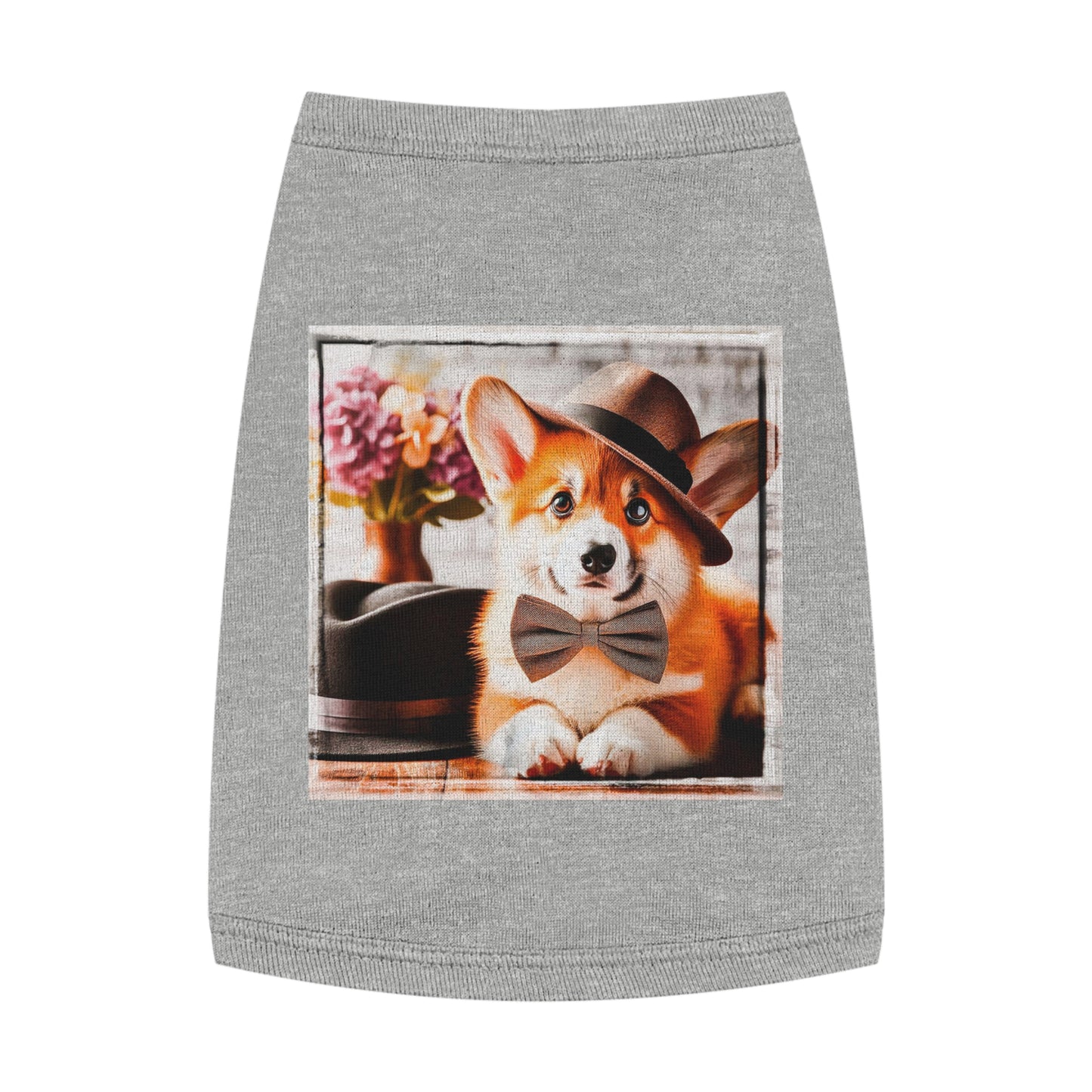Pet Tank Top Pembroke Welsh Corgi pretty bow tie Pets Printify M Heather