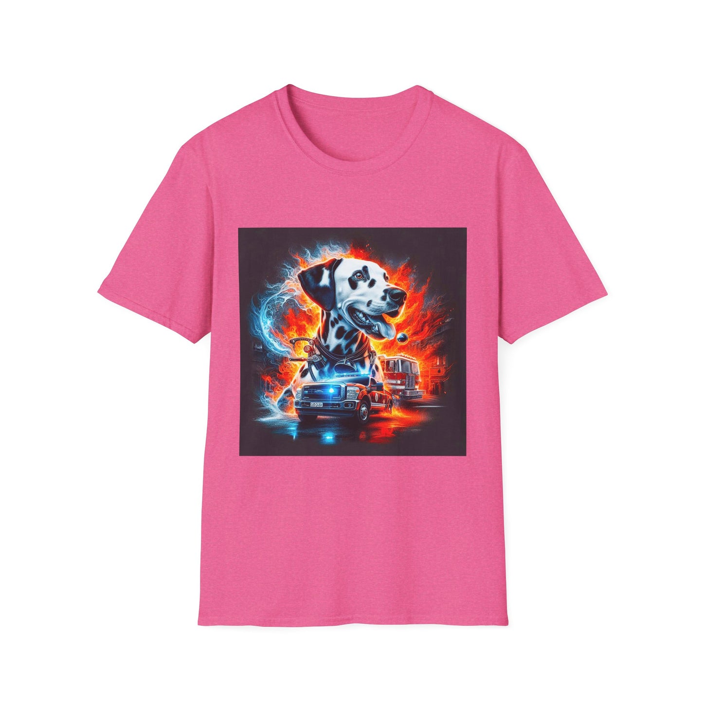 Dalmatian fireman hero t shirt T-Shirt Printify S Heather Heliconia