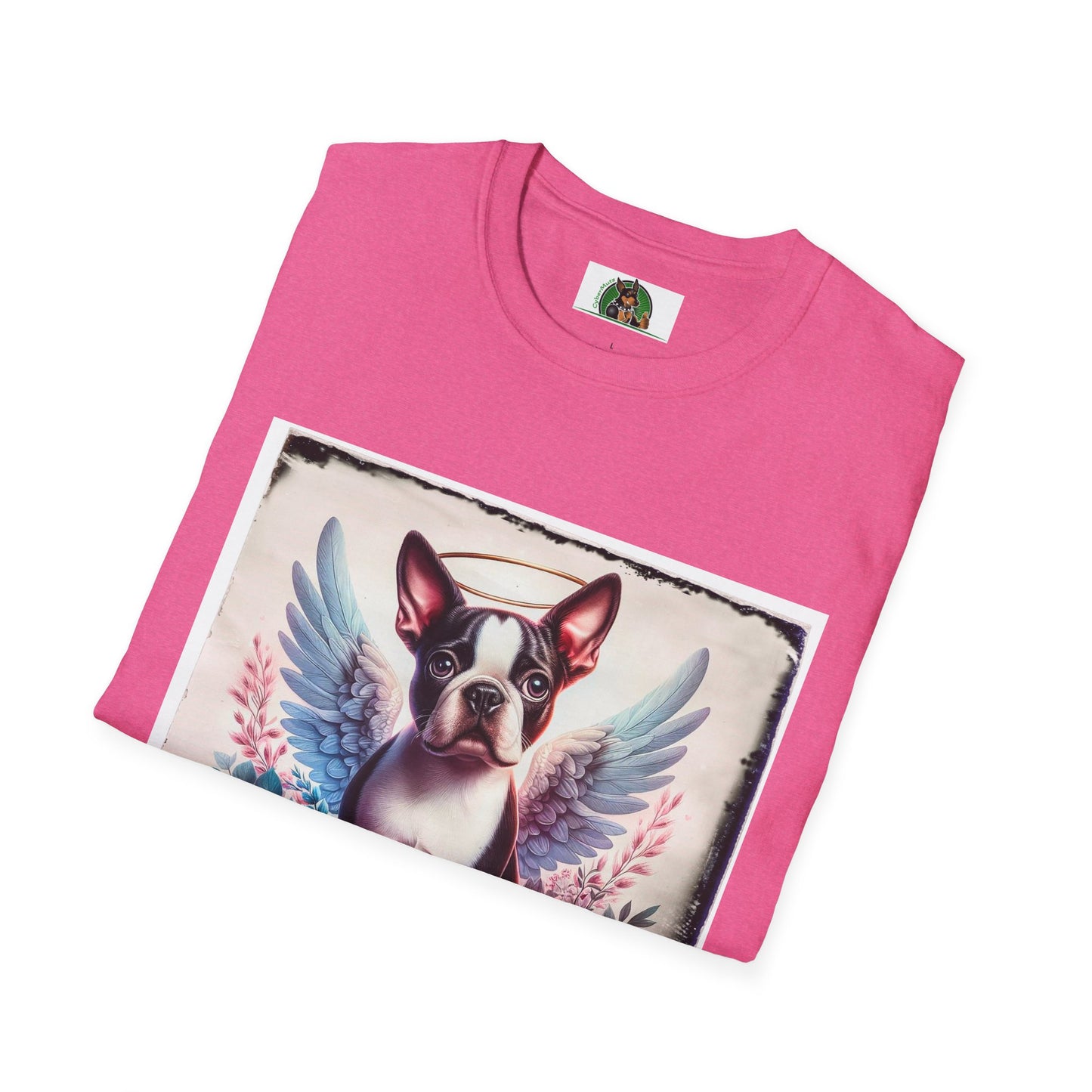 Boston Terrier Terrier Angel And Roses Tshirt T-Shirt Printify
