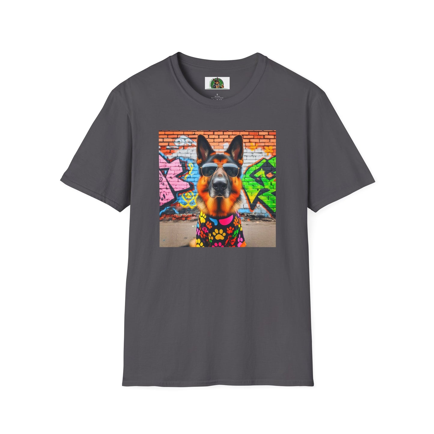 German Shepherd graffiti wall T-Shirt Printify Charcoal S