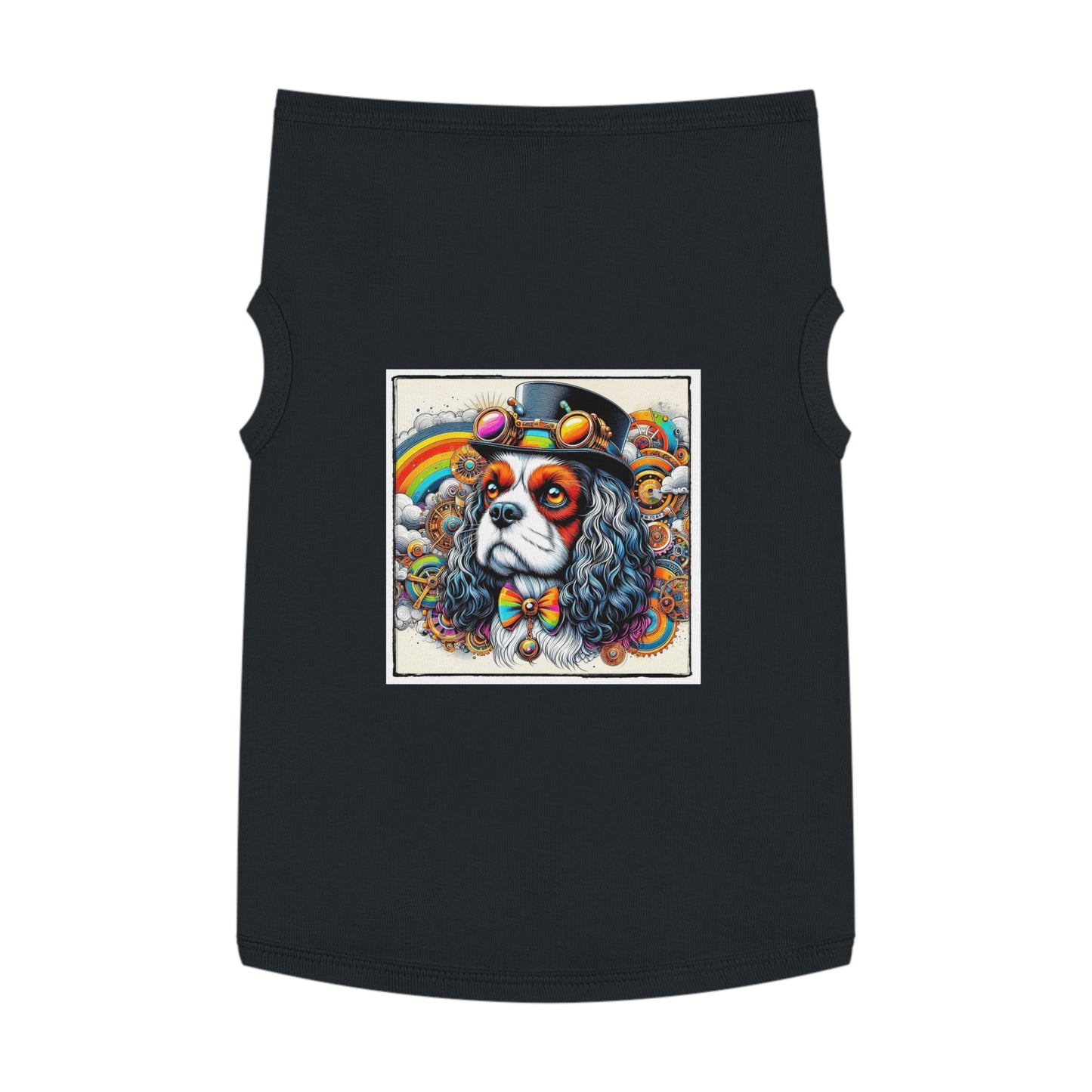 Pet Tank Top Cavalier King Charles Spaniel SteamPunk Colorful T Shirt Pets Printify