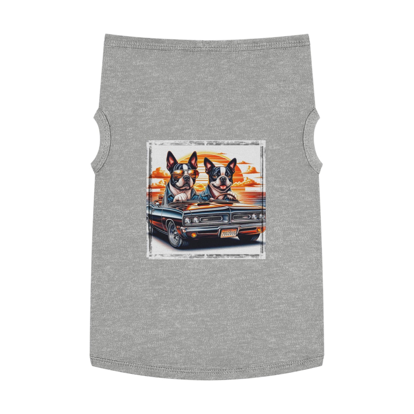 Pet Tank Top - Wacky Boston Terrier Friends Driving Design Pets Printify XL Heather