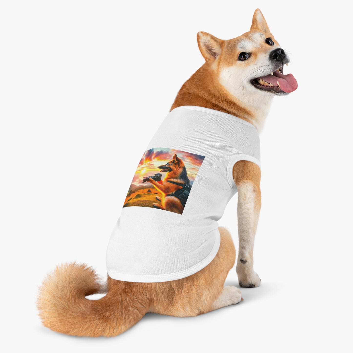 German Shepherd taking photos shirt