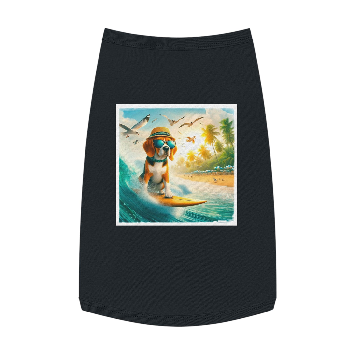 Pet Tank Top Beagle Surfer Pets Printify L Black