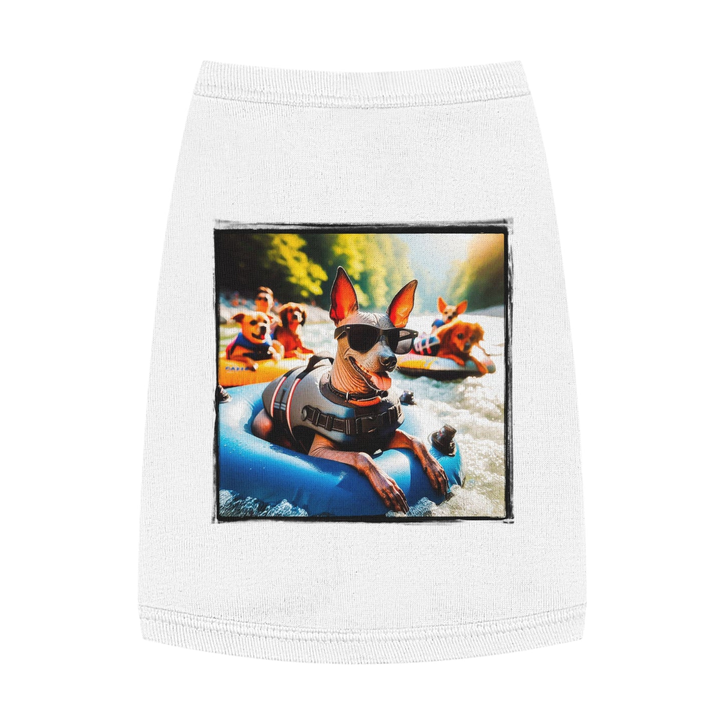 Mexican Hairless lake rafting shirt Pets Printify M White