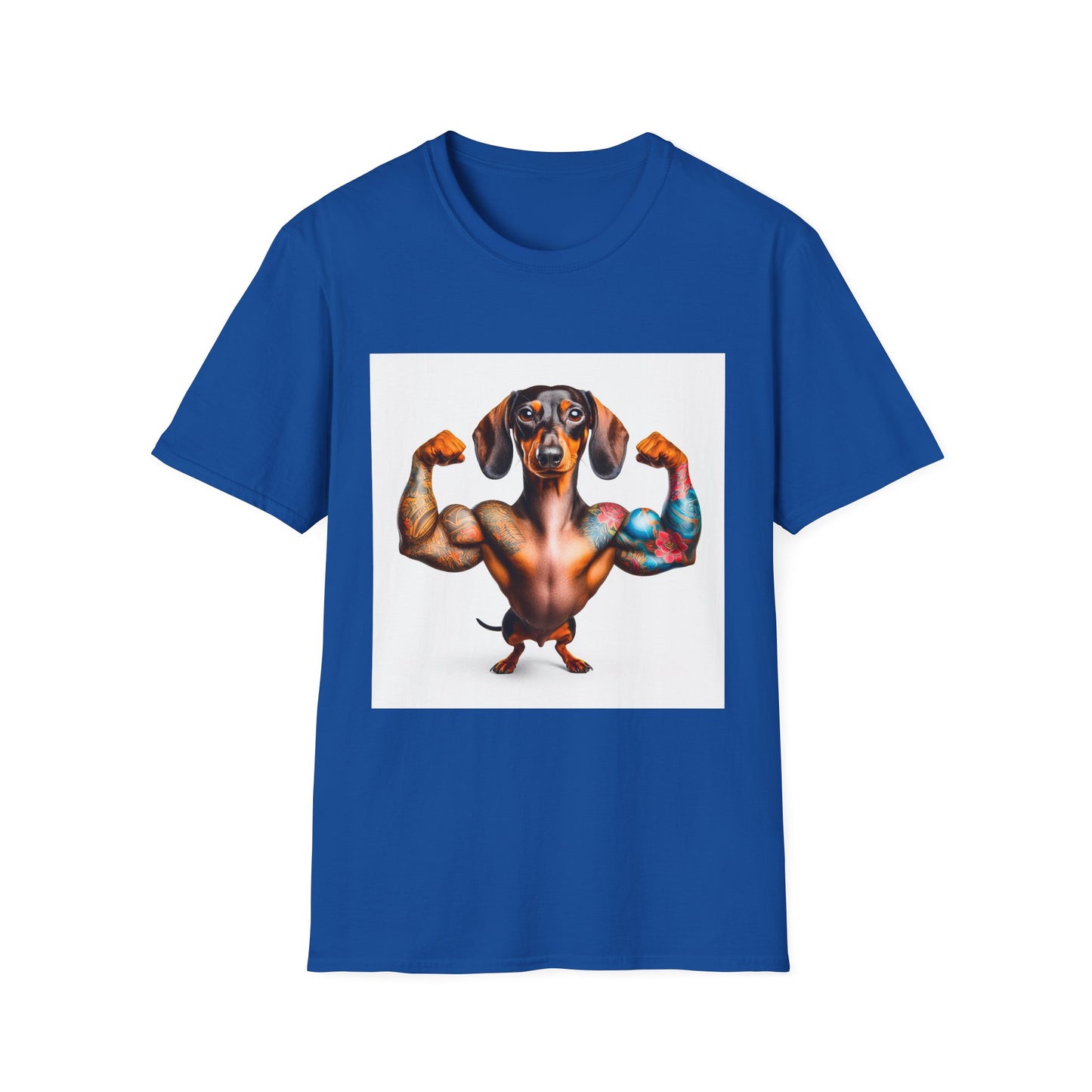 Dachshund muscles man t shirt T-Shirt Printify XS Royal