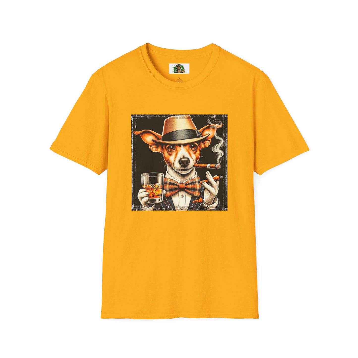 Rat Terrier T-Shirt cigars and whiskey T-Shirt Printify S Gold