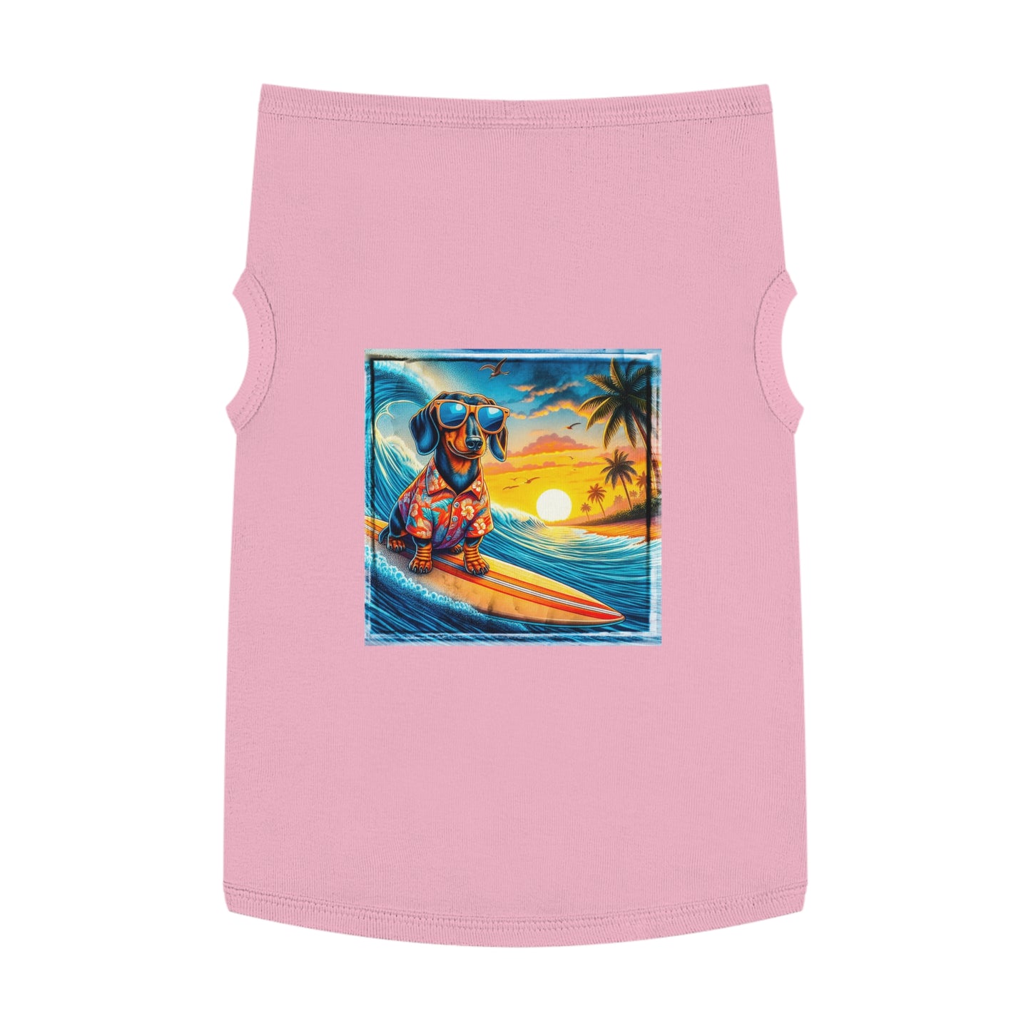 Pet Tank Top Dachshund Hawaiian surf t shirt Pets Printify XL Pink