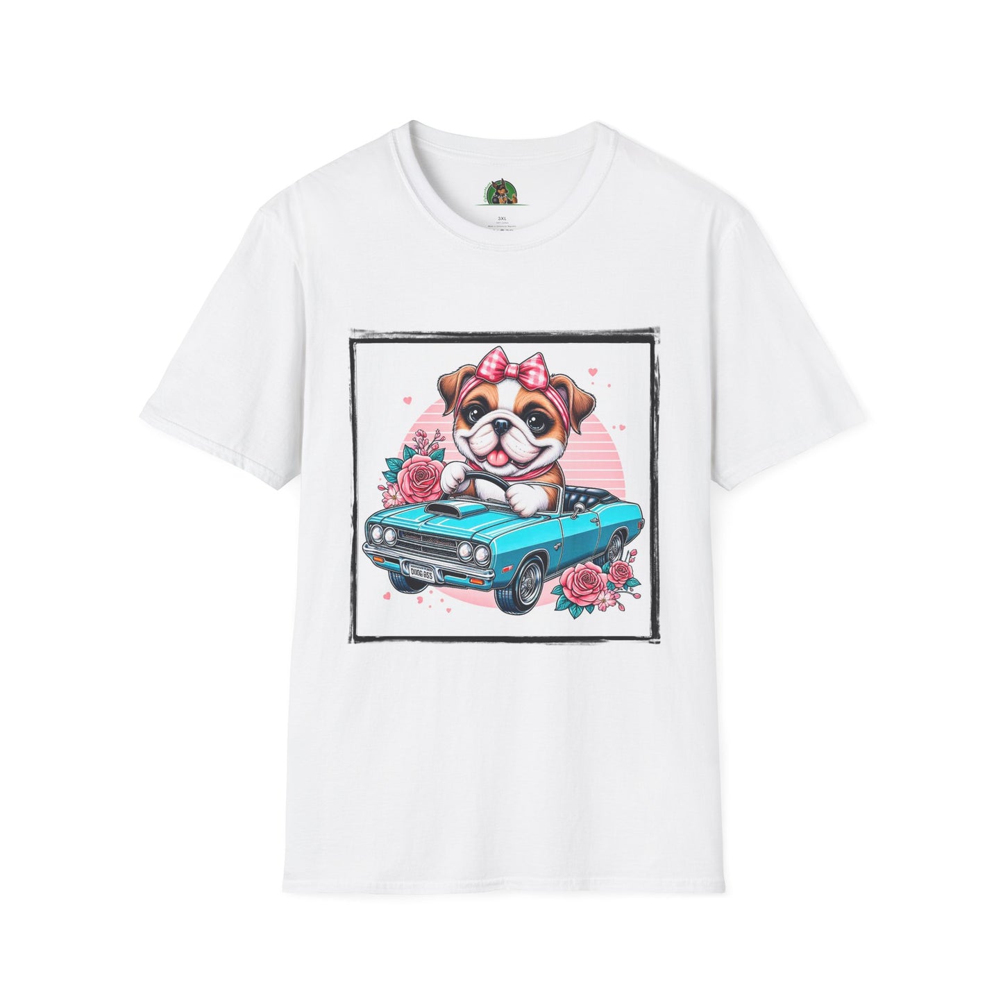 Wacky Bulldog baby driver t shirt T-Shirt Printify XS White